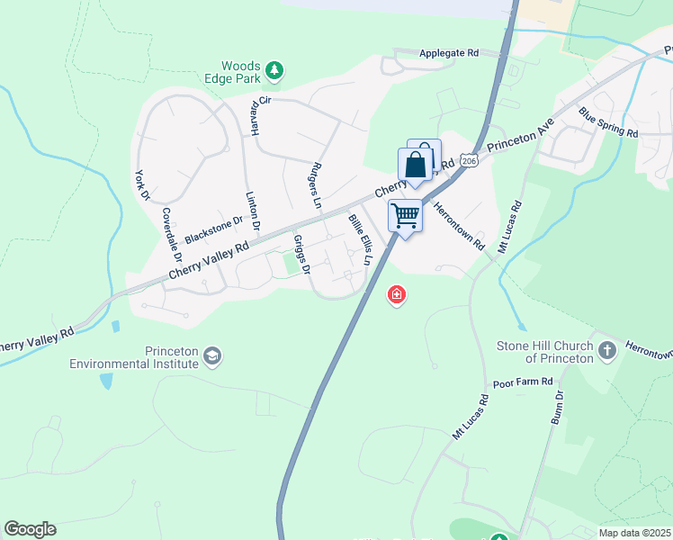 map of restaurants, bars, coffee shops, grocery stores, and more near 189 Jonathon Dayton Court in Princeton