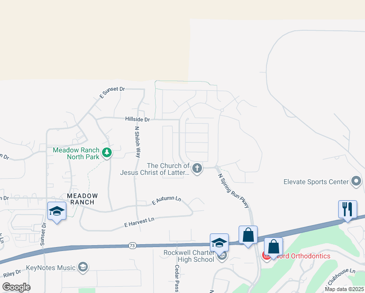 map of restaurants, bars, coffee shops, grocery stores, and more near Bridge Street in Eagle Mountain