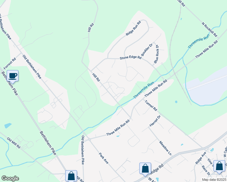 map of restaurants, bars, coffee shops, grocery stores, and more near 2095 Hill Road in Sellersville