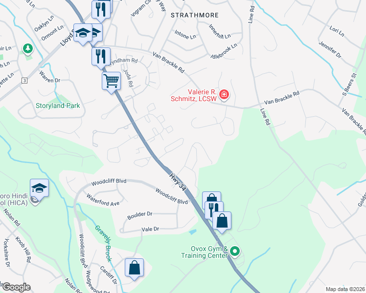 map of restaurants, bars, coffee shops, grocery stores, and more near 62 Whispering Way in Monmouth County