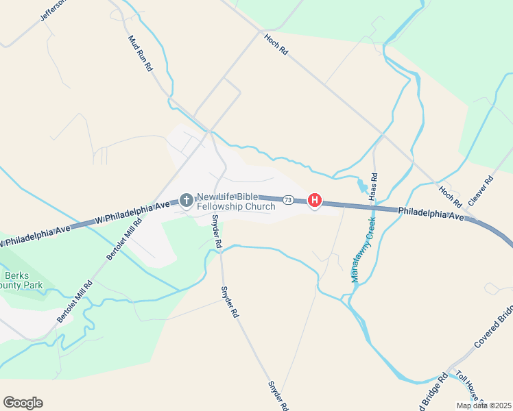 map of restaurants, bars, coffee shops, grocery stores, and more near 405 Southfield Drive in Oley