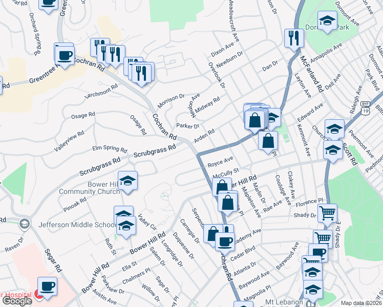 map of restaurants, bars, coffee shops, grocery stores, and more near in 