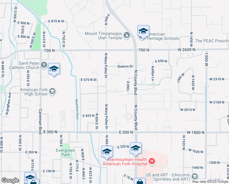map of restaurants, bars, coffee shops, grocery stores, and more near 522 North 900 East in American Fork
