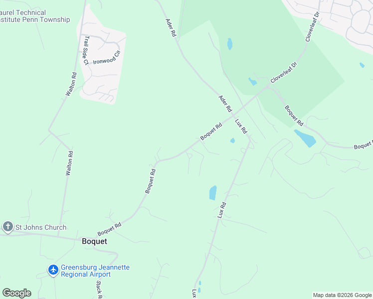 map of restaurants, bars, coffee shops, grocery stores, and more near 2078 Boquet Road in Jeannette