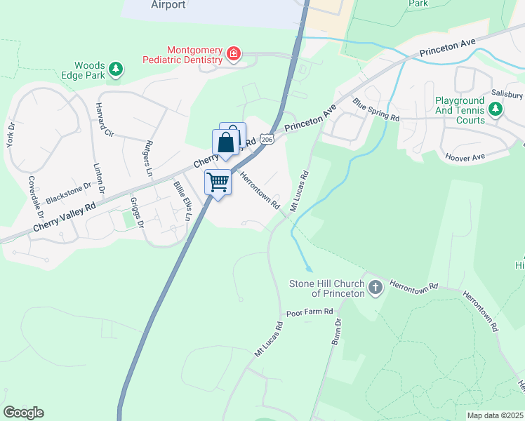 map of restaurants, bars, coffee shops, grocery stores, and more near 900 Herrontown Road in Princeton