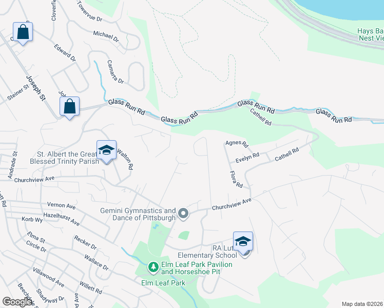 map of restaurants, bars, coffee shops, grocery stores, and more near 204 Green Glen Drive in Pittsburgh