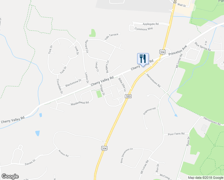 map of restaurants, bars, coffee shops, grocery stores, and more near 189 Jonathon Dayton Court in Princeton