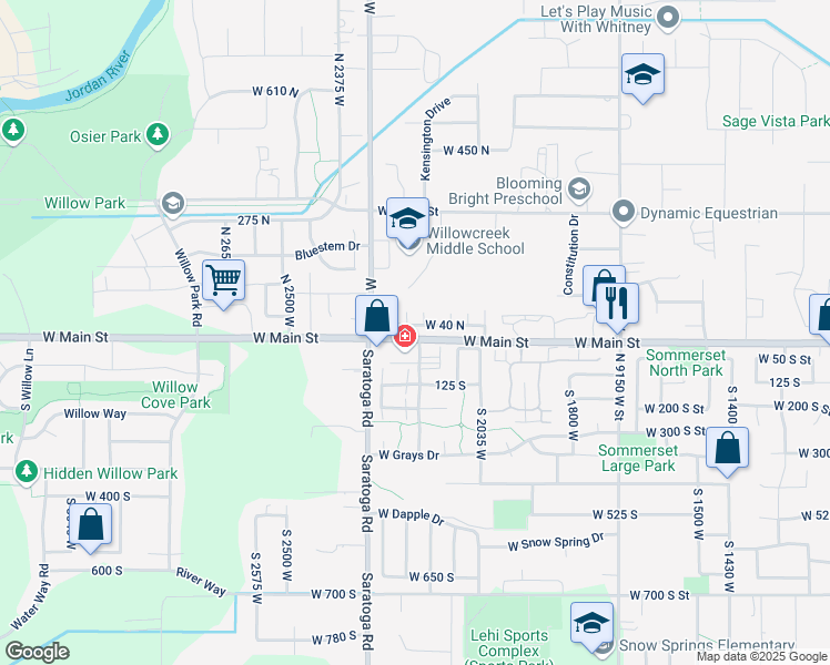 map of restaurants, bars, coffee shops, grocery stores, and more near 2212 West 40 North in Lehi