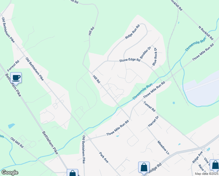 map of restaurants, bars, coffee shops, grocery stores, and more near 2095 Hill Road in Sellersville