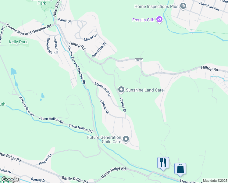 map of restaurants, bars, coffee shops, grocery stores, and more near 328 Monteverdi Drive in Oakdale
