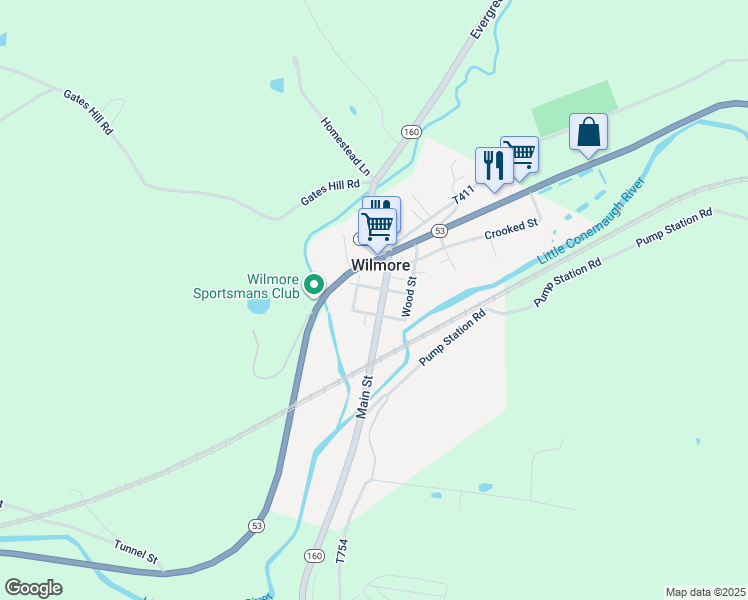 map of restaurants, bars, coffee shops, grocery stores, and more near in Wilmore