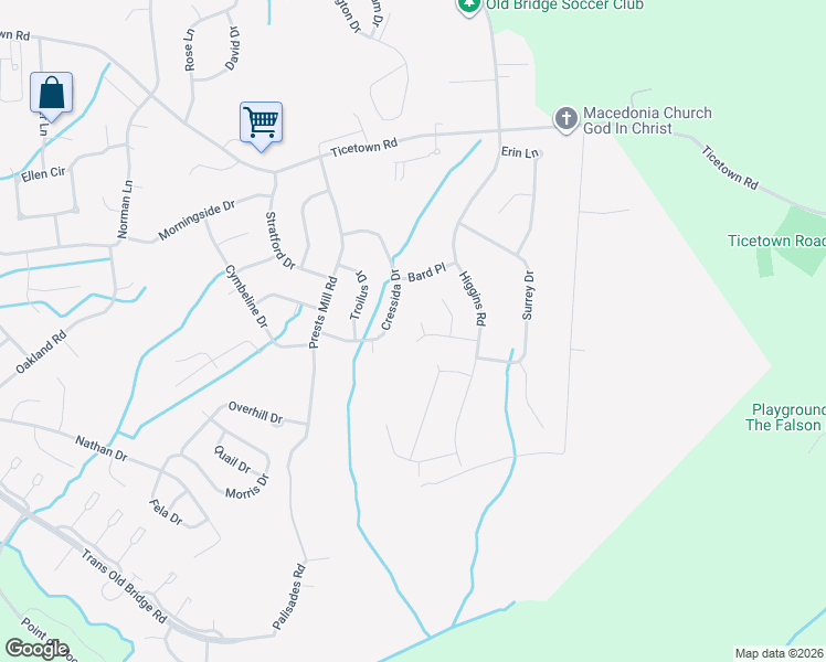map of restaurants, bars, coffee shops, grocery stores, and more near 1 Pitney Court in Old Bridge