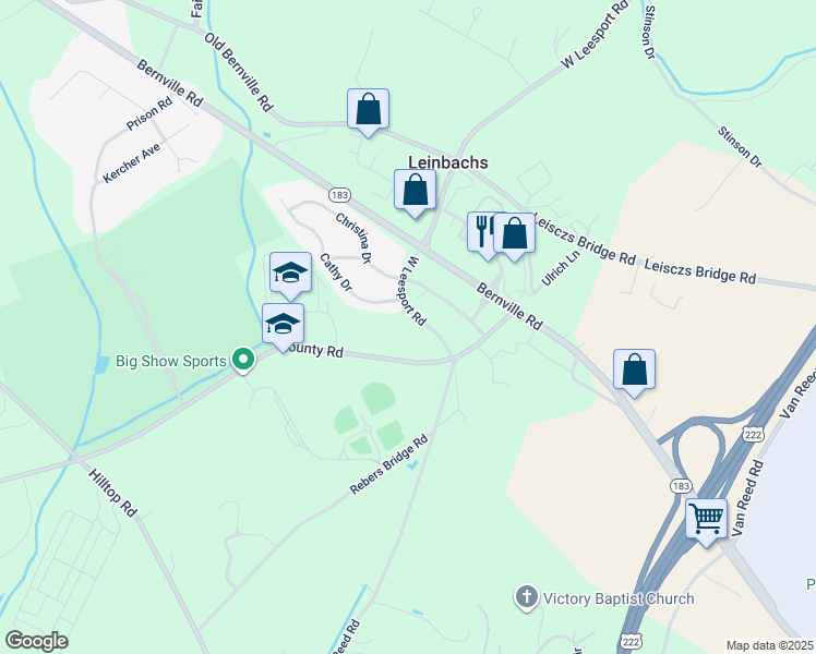 map of restaurants, bars, coffee shops, grocery stores, and more near 820 West Leesport Road in Leesport