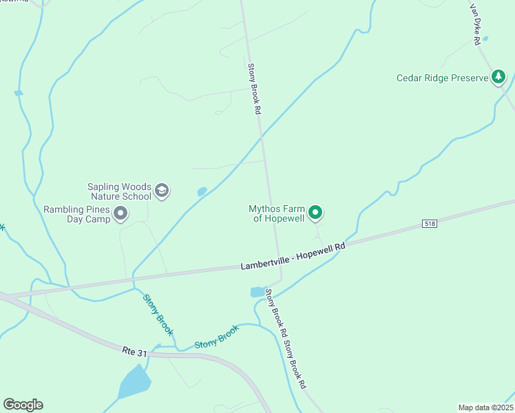 map of restaurants, bars, coffee shops, grocery stores, and more near 126 Stony Brook Road in Hopewell