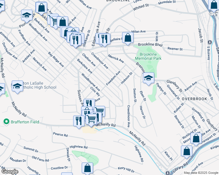 map of restaurants, bars, coffee shops, grocery stores, and more near 1509 Berkshire Avenue in Pittsburgh