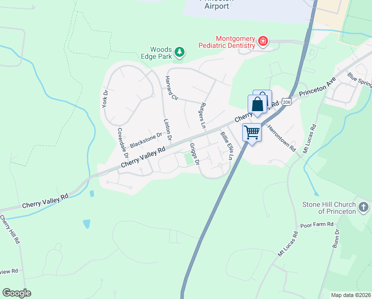 map of restaurants, bars, coffee shops, grocery stores, and more near 206 William Livingston Court in Princeton