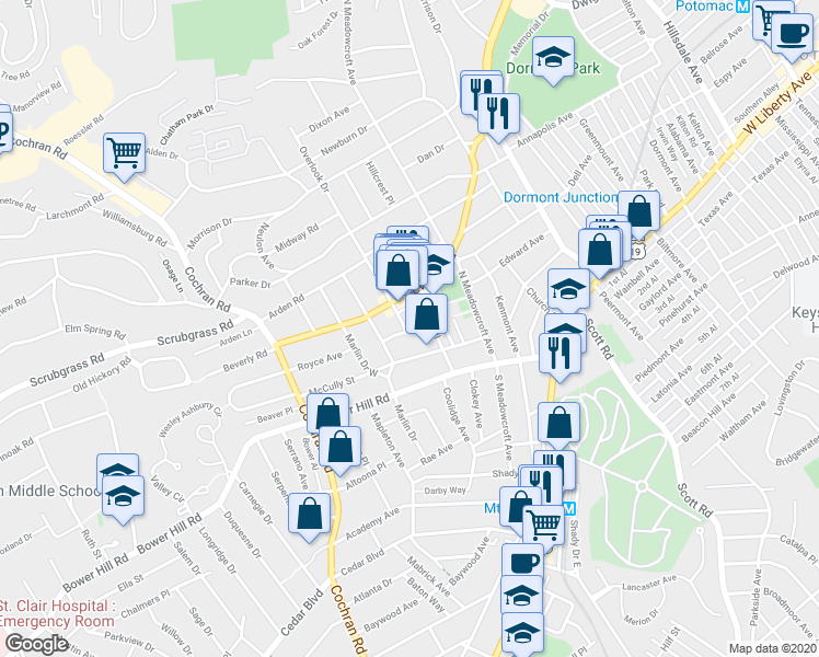 map of restaurants, bars, coffee shops, grocery stores, and more near 27 Ralston Place in Pittsburgh