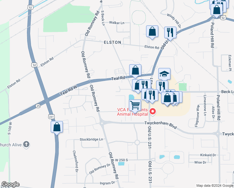 map of restaurants, bars, coffee shops, grocery stores, and more near 2715 Plaza Lane in Lafayette