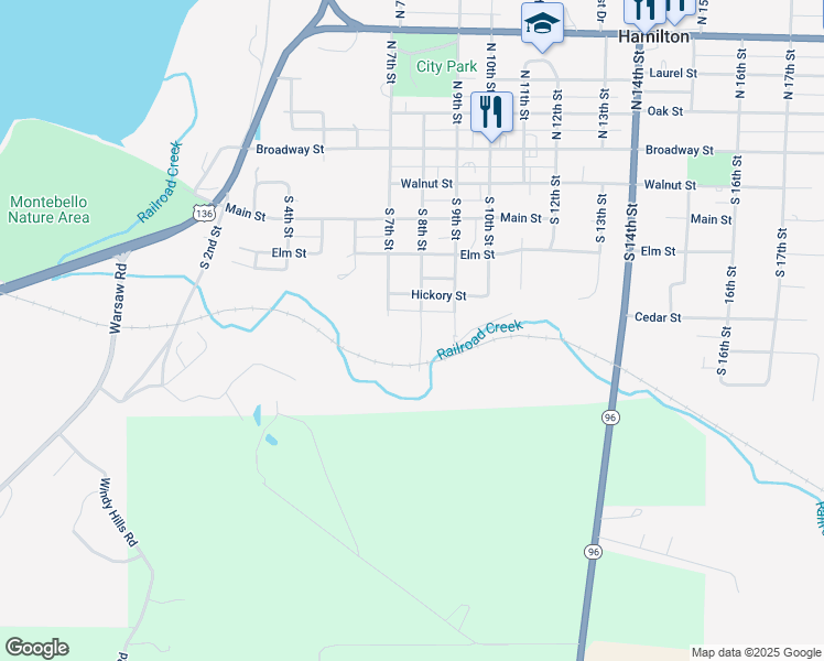 map of restaurants, bars, coffee shops, grocery stores, and more near 455 South 8th Street in Hamilton
