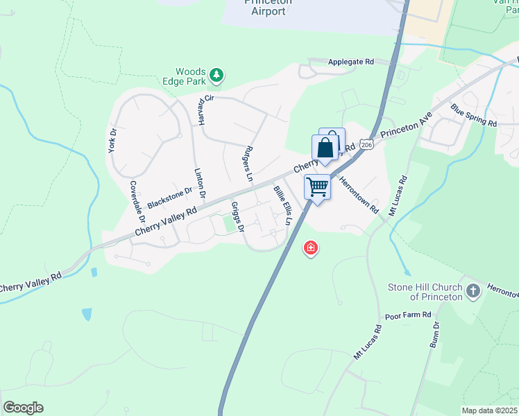 map of restaurants, bars, coffee shops, grocery stores, and more near 249 William Livingston Court in Princeton