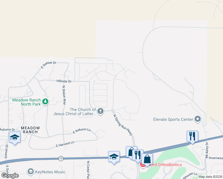 map of restaurants, bars, coffee shops, grocery stores, and more near 9757 North Aaron Avenue in Eagle Mountain