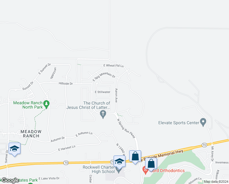map of restaurants, bars, coffee shops, grocery stores, and more near 9757 North Aaron Avenue in Eagle Mountain
