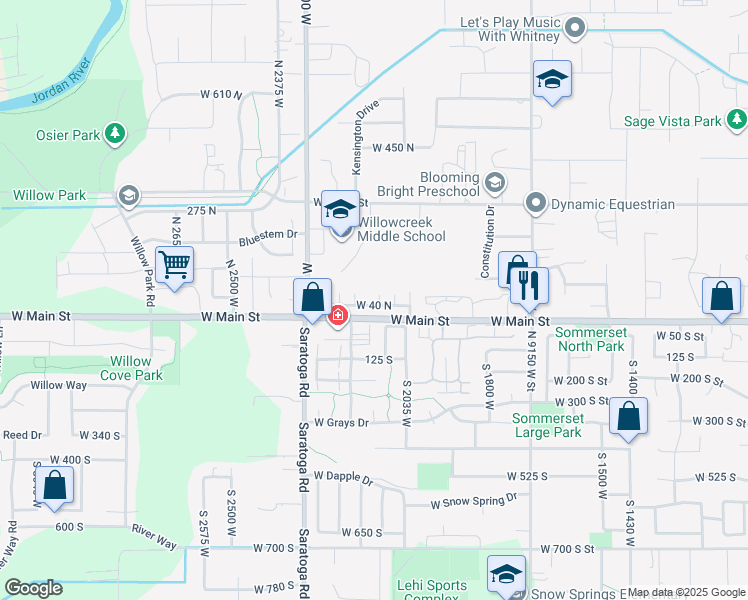 map of restaurants, bars, coffee shops, grocery stores, and more near 2178 West 40 North in Lehi