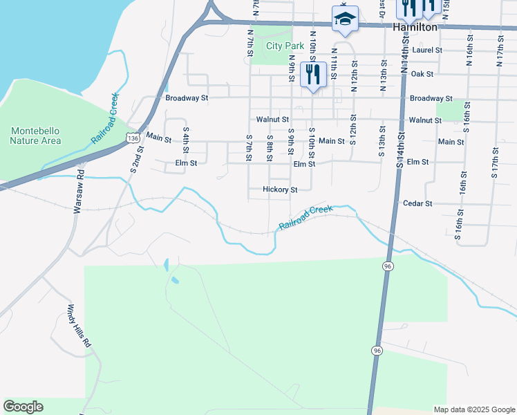 map of restaurants, bars, coffee shops, grocery stores, and more near 455-599 South 8th Street in Hamilton