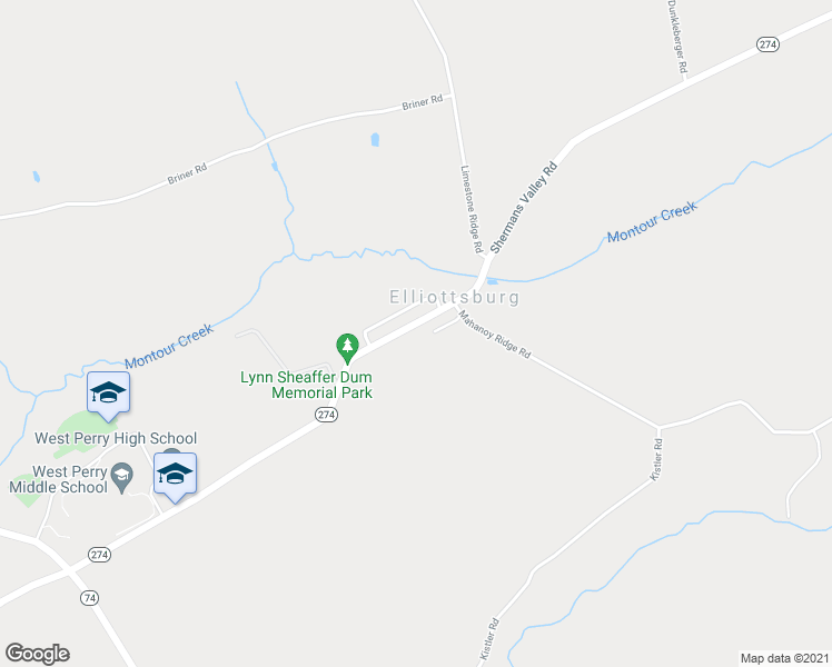 map of restaurants, bars, coffee shops, grocery stores, and more near 2354 Shermans Valley Road in Elliottsburg