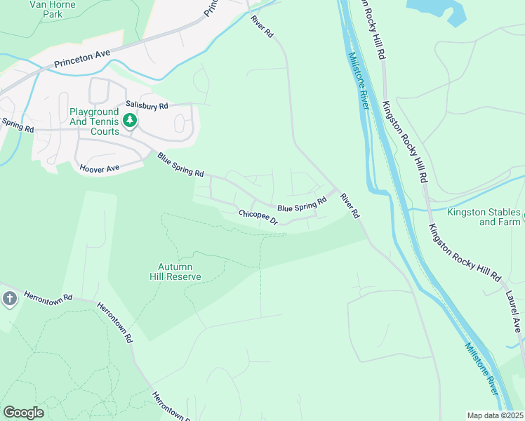 map of restaurants, bars, coffee shops, grocery stores, and more near 34 Chicopee Drive in Princeton