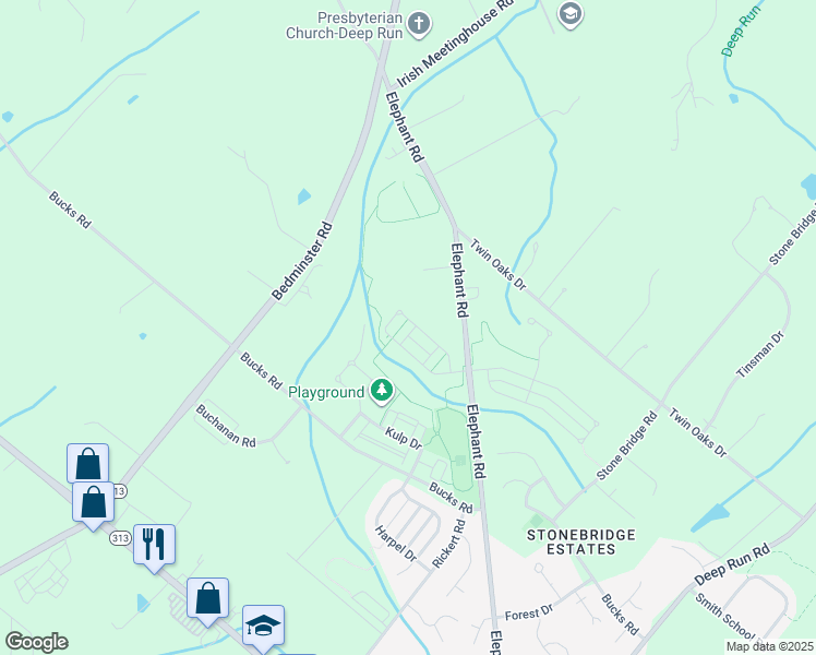 map of restaurants, bars, coffee shops, grocery stores, and more near 423 Saddlery Drive in Perkasie