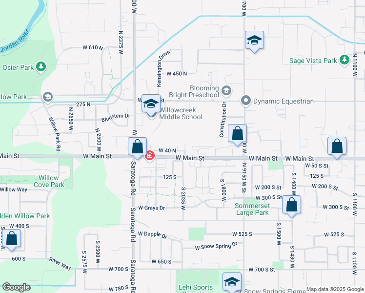 map of restaurants, bars, coffee shops, grocery stores, and more near 24 North 2000 West in Lehi