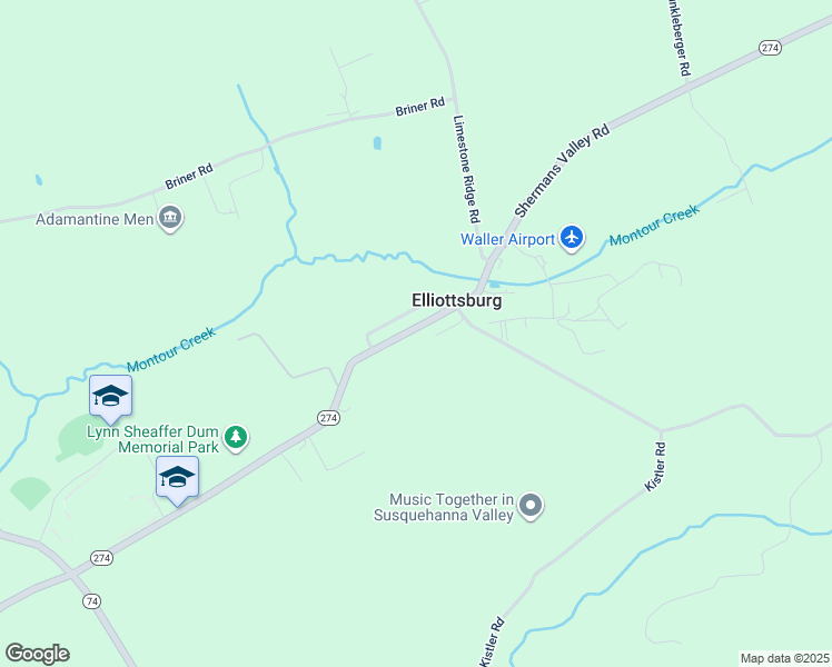 map of restaurants, bars, coffee shops, grocery stores, and more near 2354 Shermans Valley Road in Elliottsburg