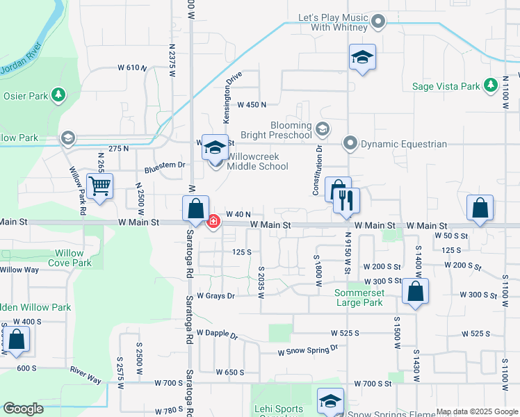 map of restaurants, bars, coffee shops, grocery stores, and more near 24 North 2000 West in Lehi