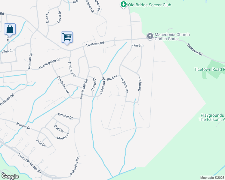 map of restaurants, bars, coffee shops, grocery stores, and more near 1 Pitney Court in Old Bridge