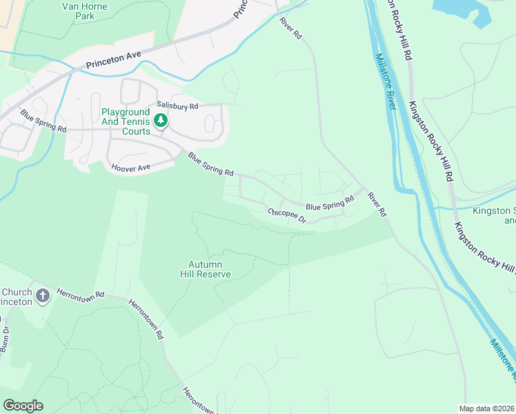 map of restaurants, bars, coffee shops, grocery stores, and more near 38 Chicopee Drive in Princeton