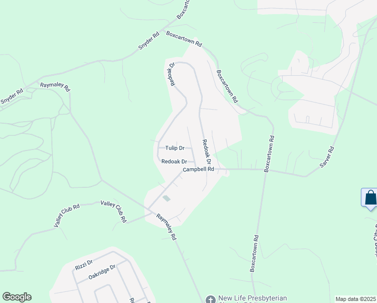 map of restaurants, bars, coffee shops, grocery stores, and more near 1001 Tulip Drive in Harrison City