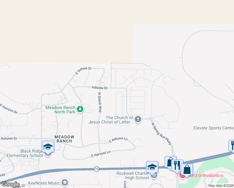 map of restaurants, bars, coffee shops, grocery stores, and more near 2136 East Spring Bridge in Eagle Mountain