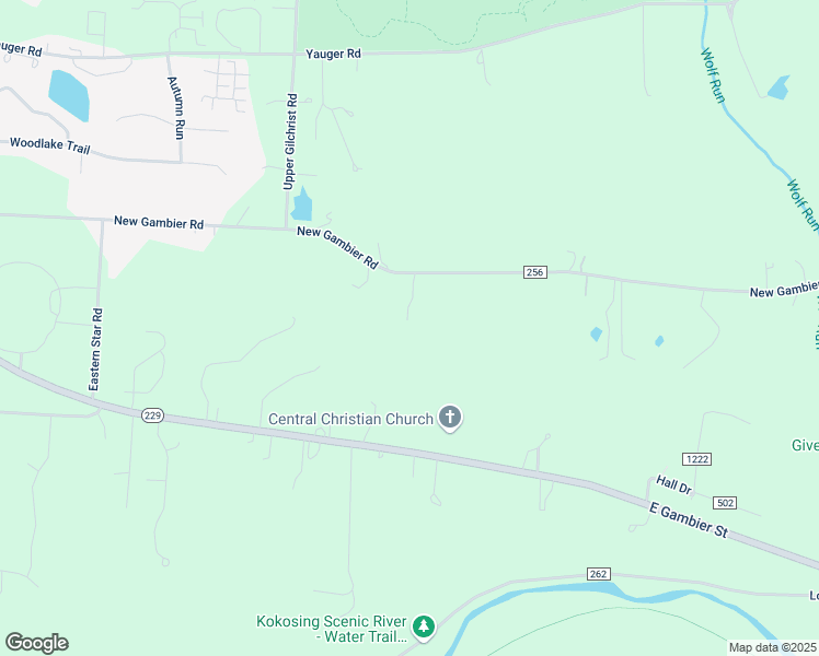 map of restaurants, bars, coffee shops, grocery stores, and more near 17780 New Gambier Road in Mount Vernon