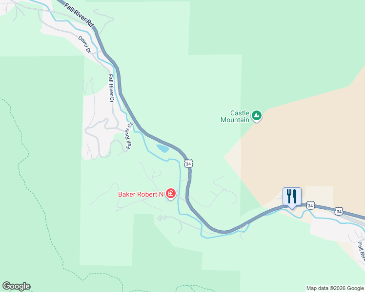 map of restaurants, bars, coffee shops, grocery stores, and more near 1935 Fall River Road in Estes Park