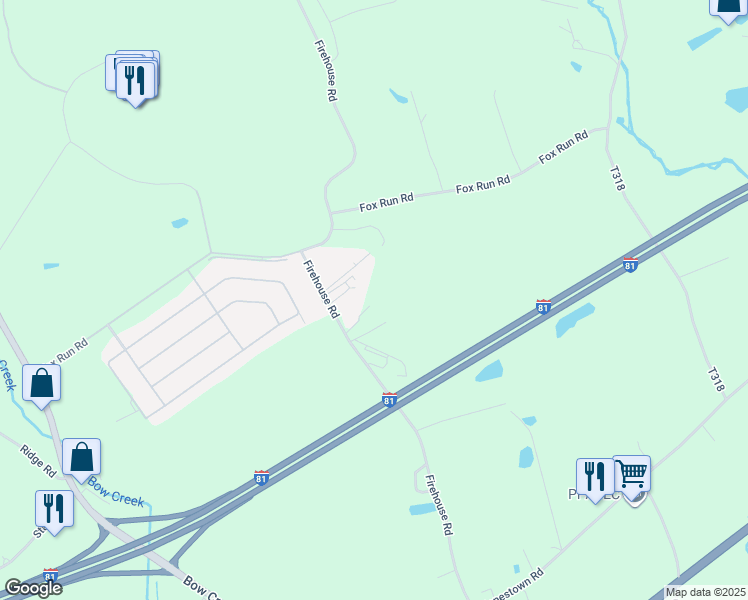 map of restaurants, bars, coffee shops, grocery stores, and more near 580 Firehouse Road in Grantville