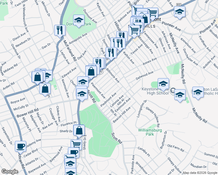 map of restaurants, bars, coffee shops, grocery stores, and more near 3236 Gaylord Avenue in Pittsburgh