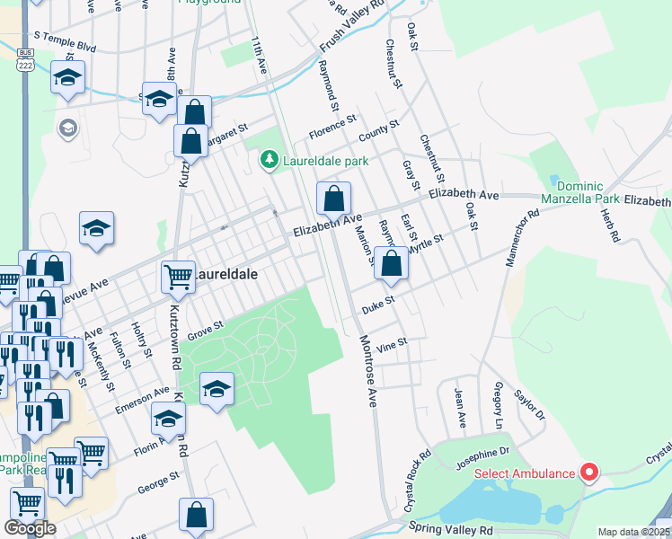 map of restaurants, bars, coffee shops, grocery stores, and more near 3347 Montrose Avenue in Reading