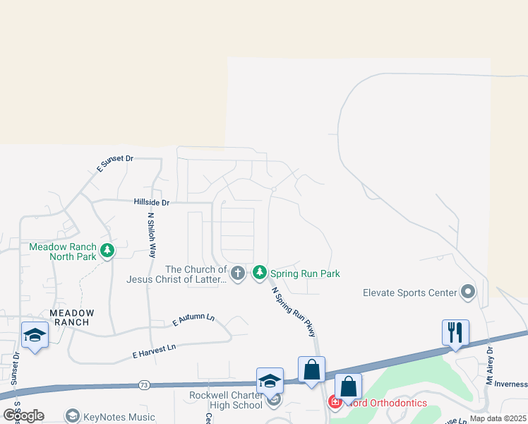 map of restaurants, bars, coffee shops, grocery stores, and more near 9787 North Aaron Avenue in Eagle Mountain