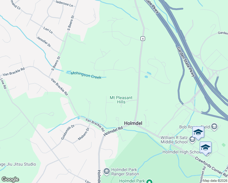 map of restaurants, bars, coffee shops, grocery stores, and more near 16 Marion Drive in Holmdel