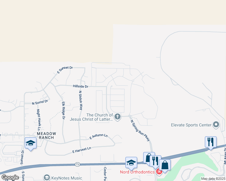 map of restaurants, bars, coffee shops, grocery stores, and more near 3340 East Baywater in Eagle Mountain