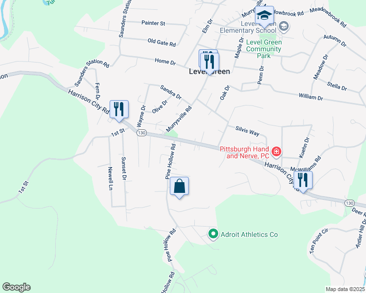 map of restaurants, bars, coffee shops, grocery stores, and more near 708 Pennsylvania 130 in Trafford