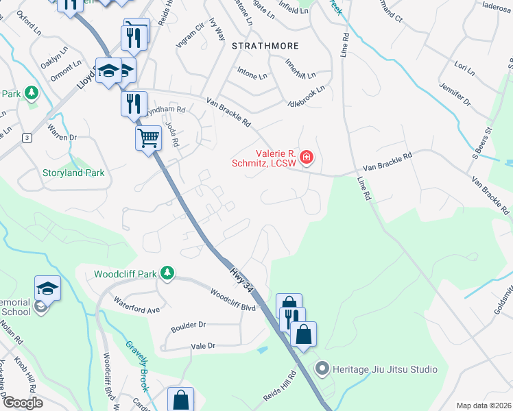 map of restaurants, bars, coffee shops, grocery stores, and more near 65 Juniper Place in Monmouth County