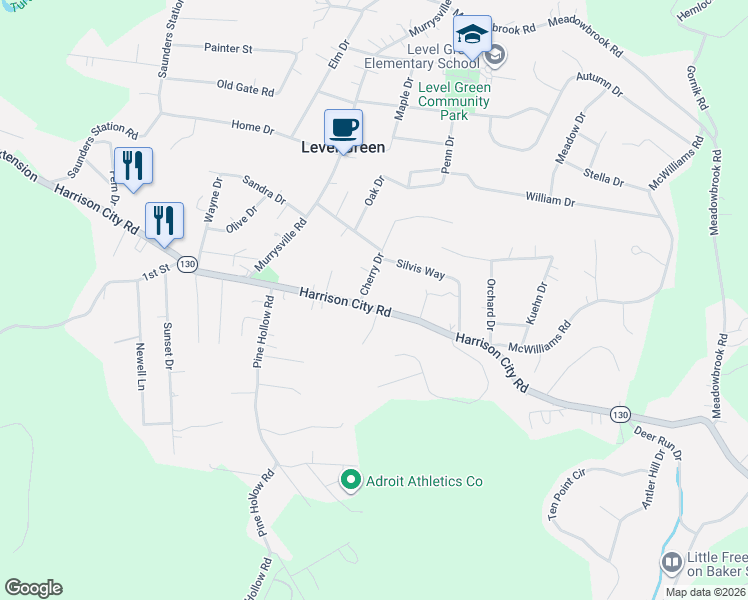 map of restaurants, bars, coffee shops, grocery stores, and more near 704 Cherry Drive in Trafford