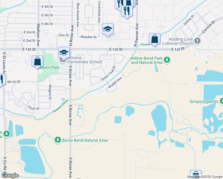 map of restaurants, bars, coffee shops, grocery stores, and more near 2155 Sandhill Crane Circle in Loveland